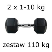 Zestaw hantli hex UNDERFIT 2 x 1-10 kg (110kg)